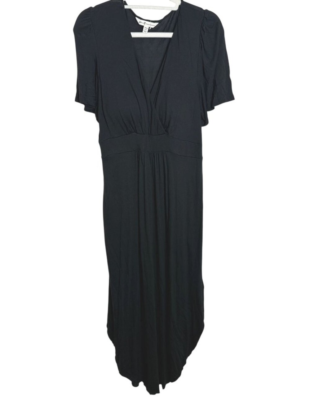 Seven7 Medium Black Surplice Flutter Sleeve Maxi Dress